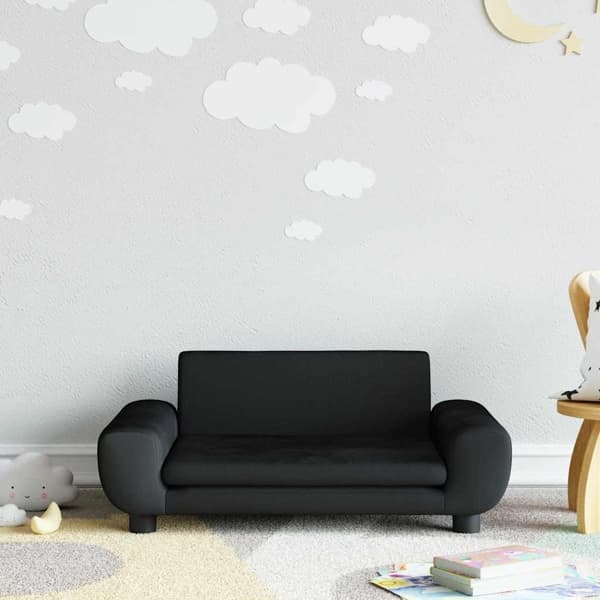 vidaXL Barnsoffa svart 70x45x33 cm sammet art