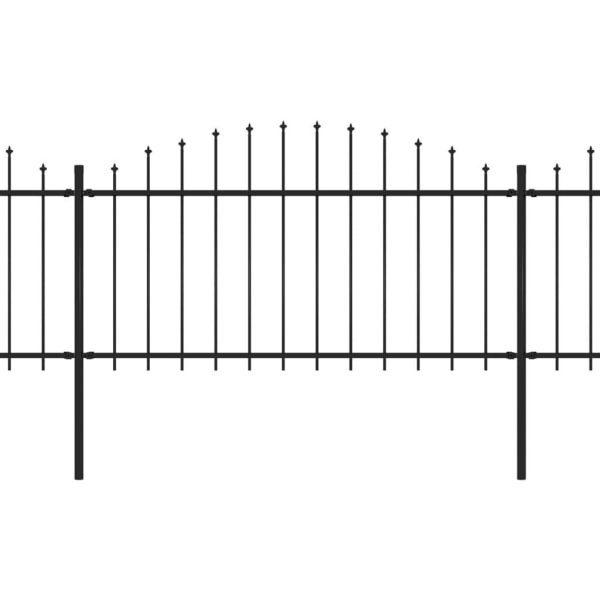vidaXL Trädgårdsstaket med spjuttopp stål (1,25-1,5)x10,2 m svar Svart