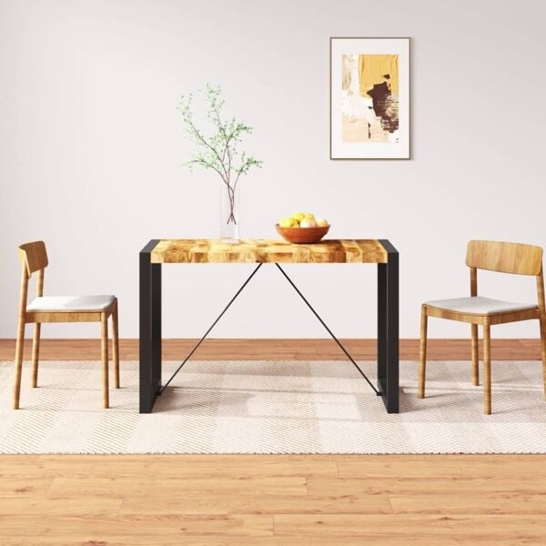 vidaXL Matbord massivt grovt mangoträ 120 cm Brun