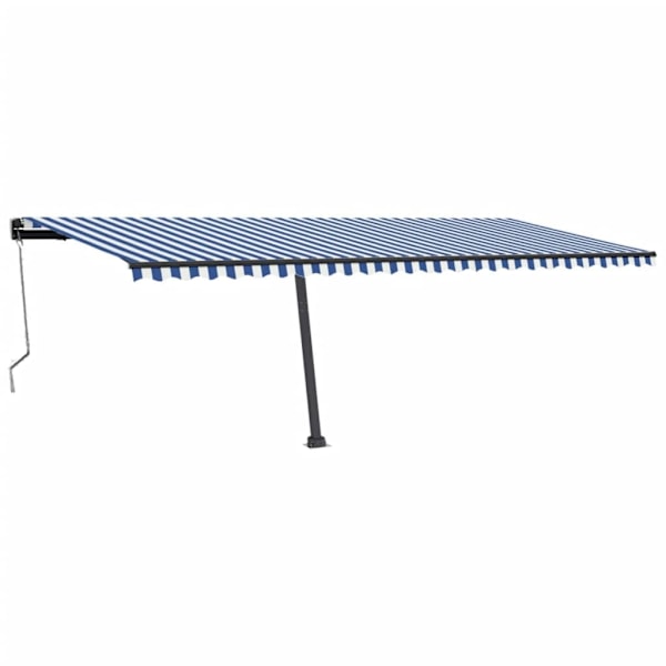 vidaXL Automatisk markis med vindsensor & LED 600x300 cm blå och vit Blå