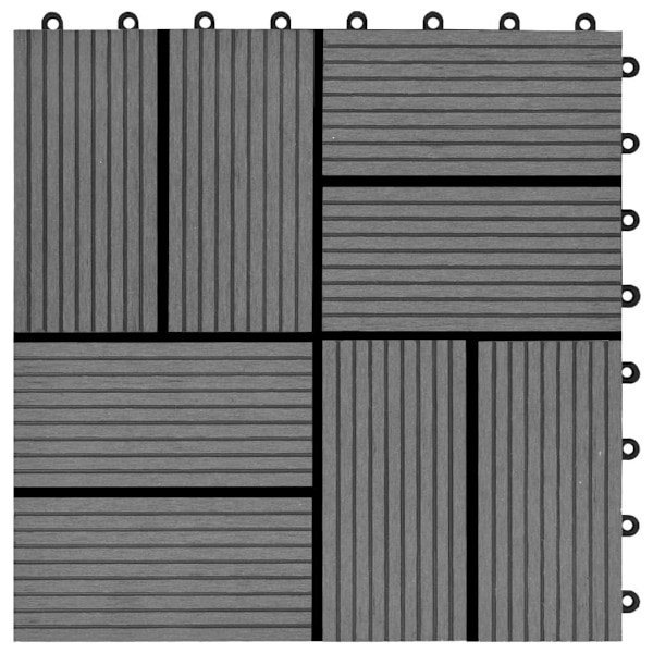 vidaXL Trall 22 st 30x30 cm 2 kvm WPC grå grå