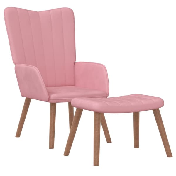 vidaXL Vilstol med fotpall rosa sammet Rosa