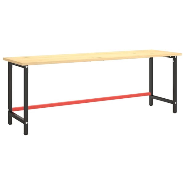 vidaXL Ram för arbetsbänk svart och matt röd 220x57x79 cm metall Svart