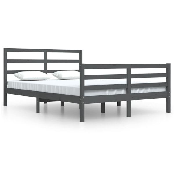 vidaXL Sängram grå massiv furu 160x200 cm Grå
