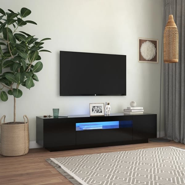 vidaXL TV-bänk med LED-belysning svart 160x35x40 cm Svart