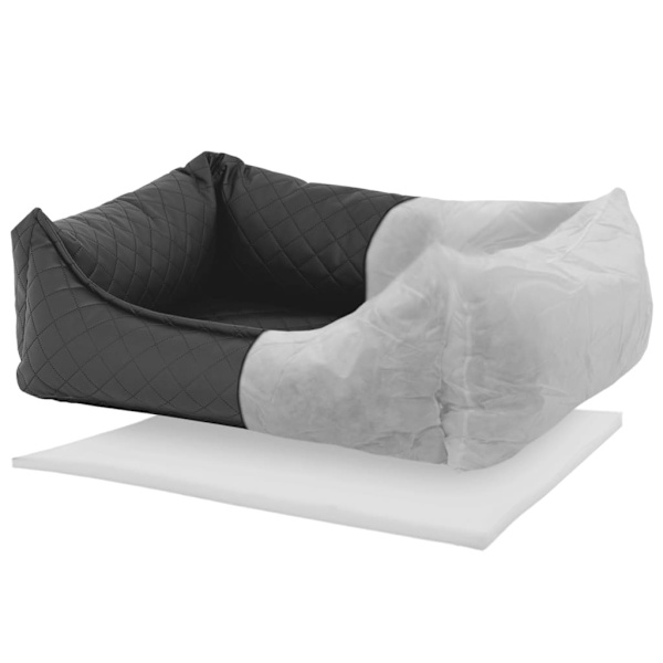 Madison Hundsäng Skai Check 80x67x22 cm grå Grå