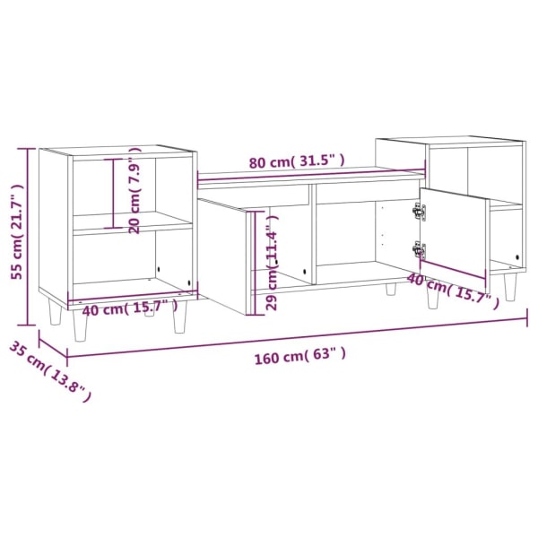 vidaXL Tv-bänk sonoma-ek 160x35x55 cm konstruerat trä Brun