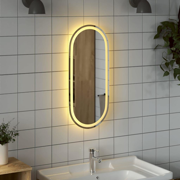 vidaXL Badrumsspegel LED 80x35 cm oval Transparent