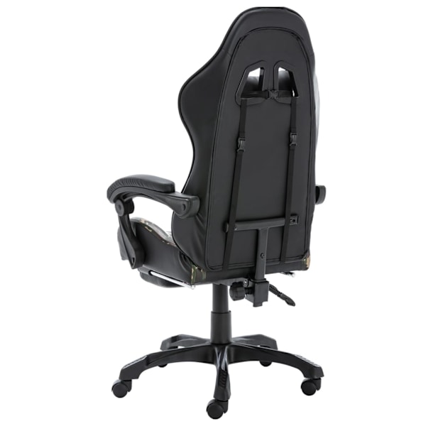 vidaXL Gamingstol med fotstöd svart och kamouflage konstläder Svart