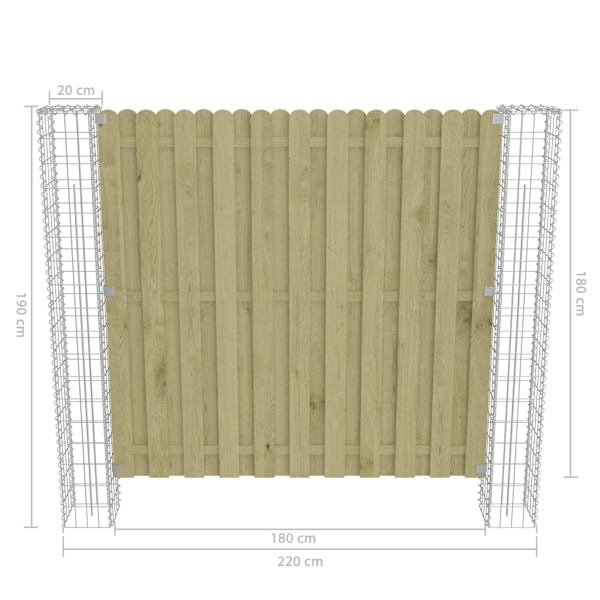 vidaXL Gabionstolpar 2 st galvaniserat stål 20x20x190 cm Silver