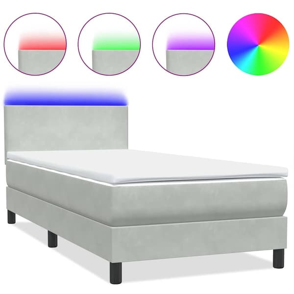 vidaXL Ramsäng med madrass ljusgrå 90x210 cm sammet Grå