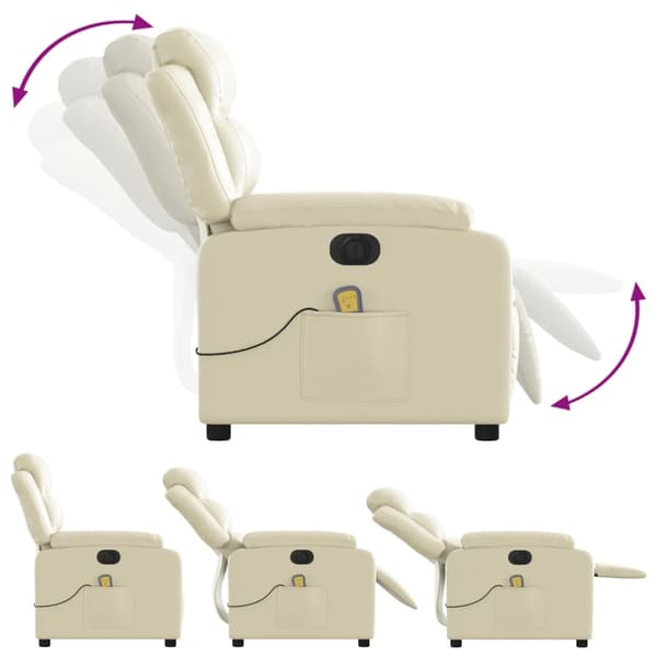 vidaXL Elektrisk massagefåtölj gräddvit konstläder Kräm