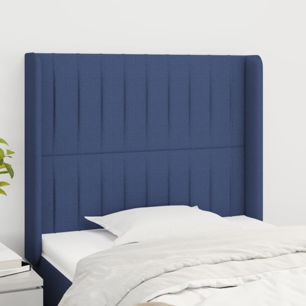 vidaXL Sänggavel med kanter blå 93x16x118/128 cm tyg Blå