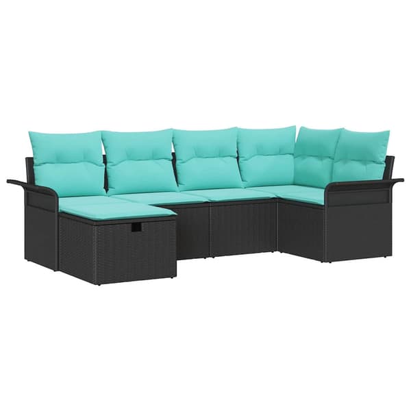 vidaXL Trädgårdsoffset 6 st Poly rattan Svart