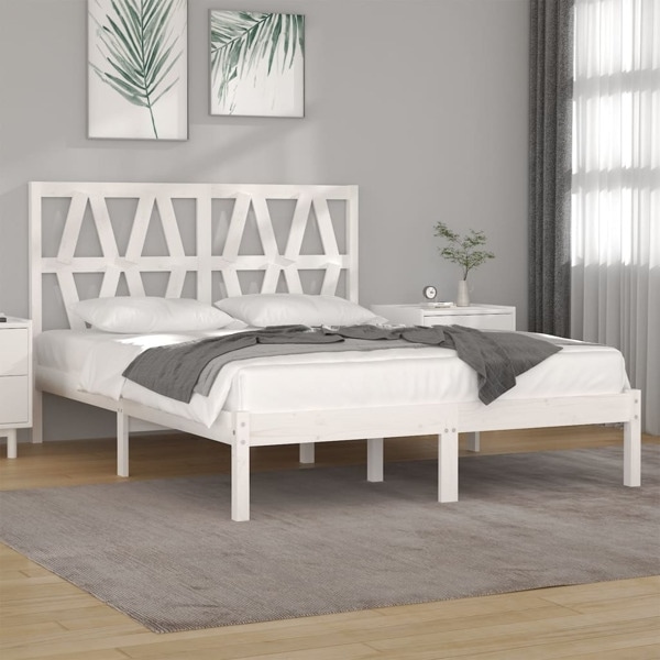 vidaXL Sängram vit massiv furu 120x200 cmmassiv Vit