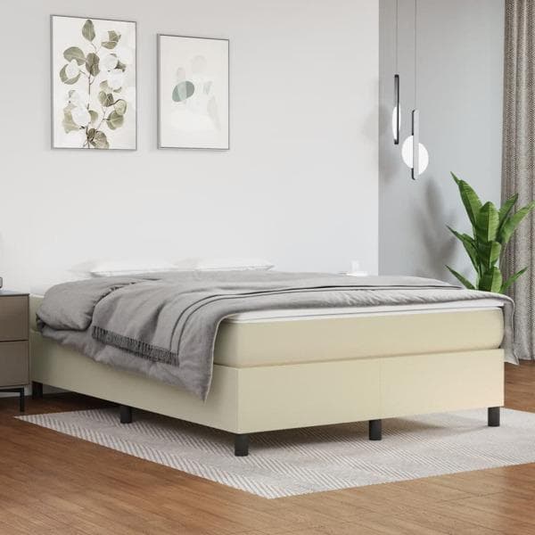 vidaXL Ramsäng gräddvit 140x190 cm konstläder Kräm