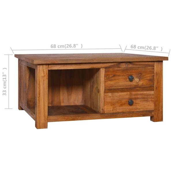 vidaXL Soffbord 68x68x33 cm massiv teak Brun
