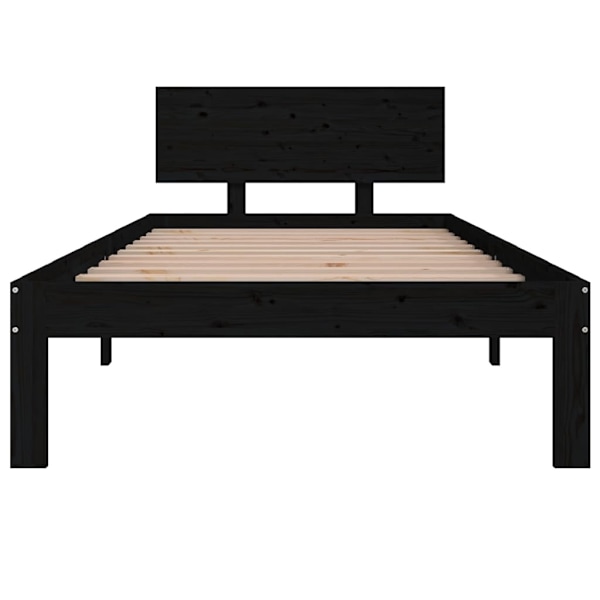 vidaXL Sängram svart massiv furu 90x200 cm Svart