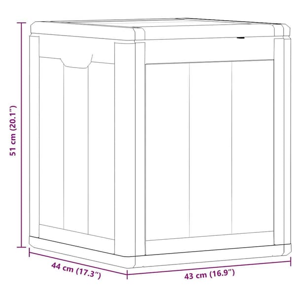 vidaXL Dynbox 90 liter grå PP-träliknande grå