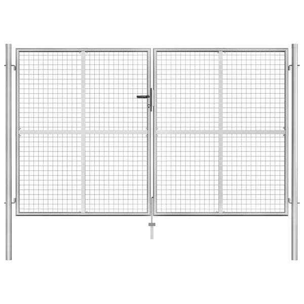 vidaXL Trädgårdsgrind galvaniserat stål 306x200 cm silver Silver