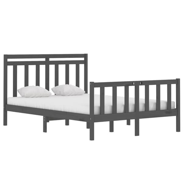 vidaXL Sängram grå massivt trä 135x190 cm Grå
