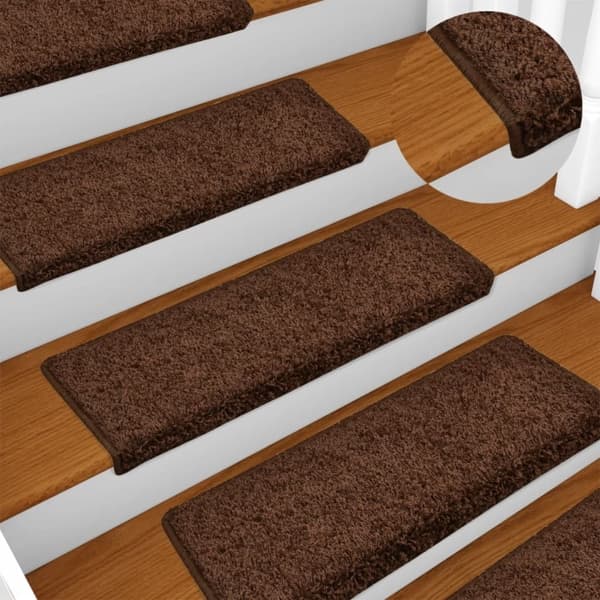 vidaXL Trappstegsmattor 15 st 65x25 cm brun Brun