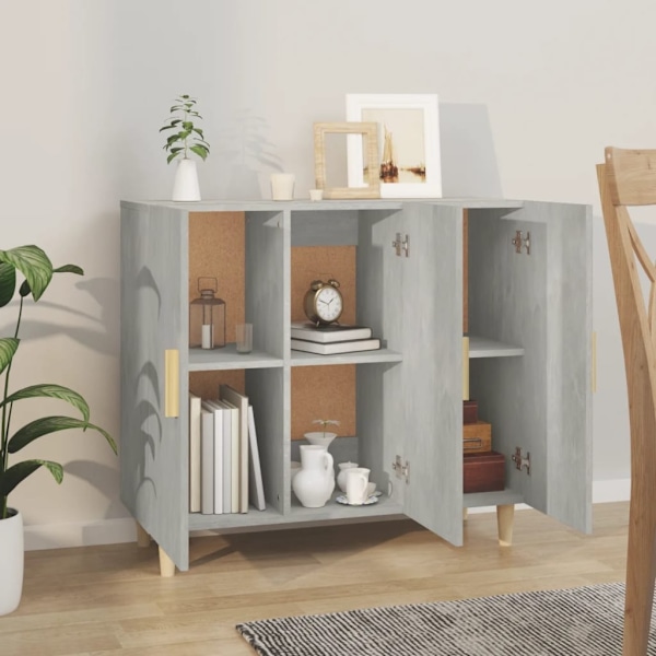 vidaXL Byrå betonggrå 90x34x80 cm konstruerat trä Grå