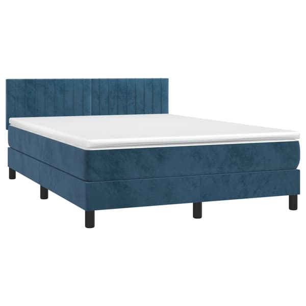 vidaXL Ramsäng med madrass mörkblå 140x190 cm sammet Blå