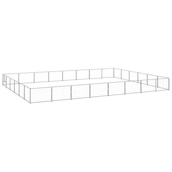 vidaXL Hundgård silver 48 m² stål Silver