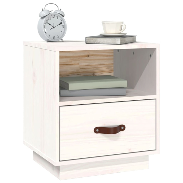 vidaXL Sängbord vit 40x34x45 cm massivt furuträ Vit