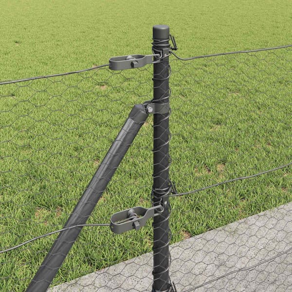 vidaXL Hexagonal stängsel med betongfundament 50 x 0,6 m Grå Mesh Grå
