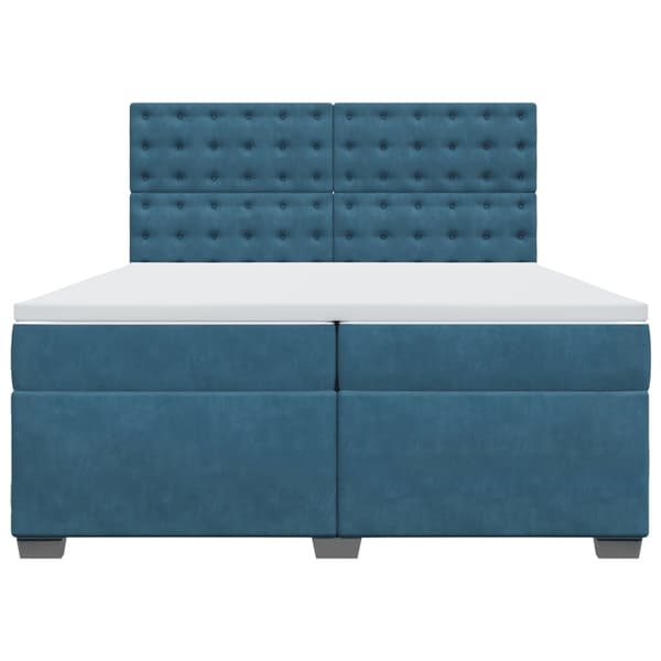 vidaXL Ramsäng med madrass blå 200x200 cm sammet Blå