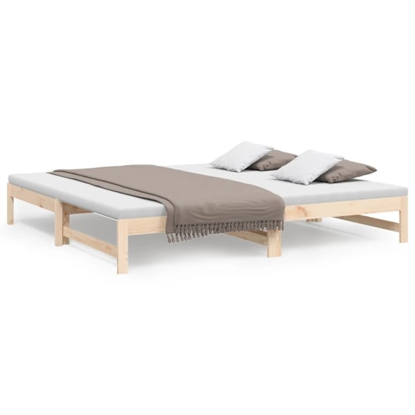 vidaXL Utdragbar dagbädd 2x(100x200) cm massiv furu Brun