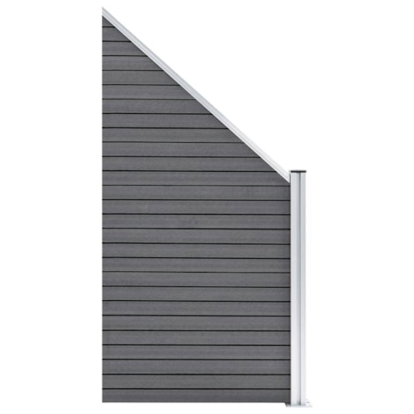 vidaXL WPC-staketpanel 10 fyrkantig + 1 vinklad 1830x186 cm grå grå