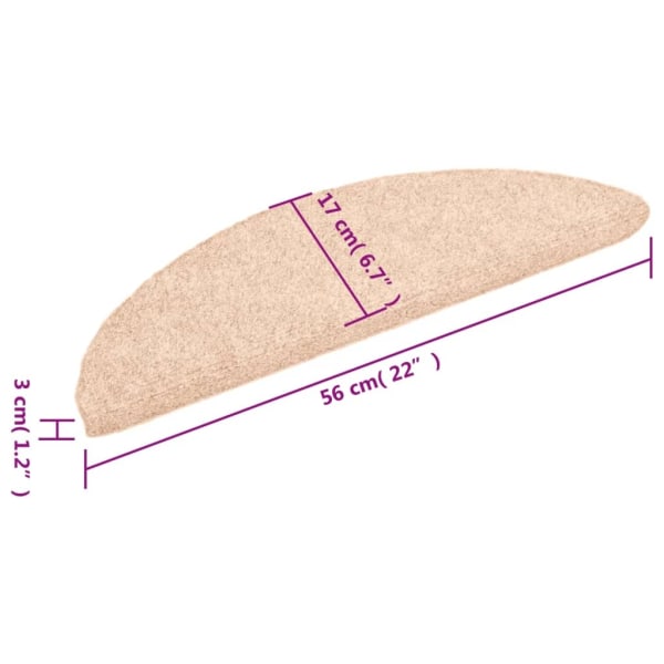 vidaXL Trappstegsmattor självhäftande 15 st brodyr 56x17x3 cm gräddvit Brun