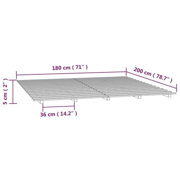 vidaXL Sängram 180x200 cm massiv furu Brun