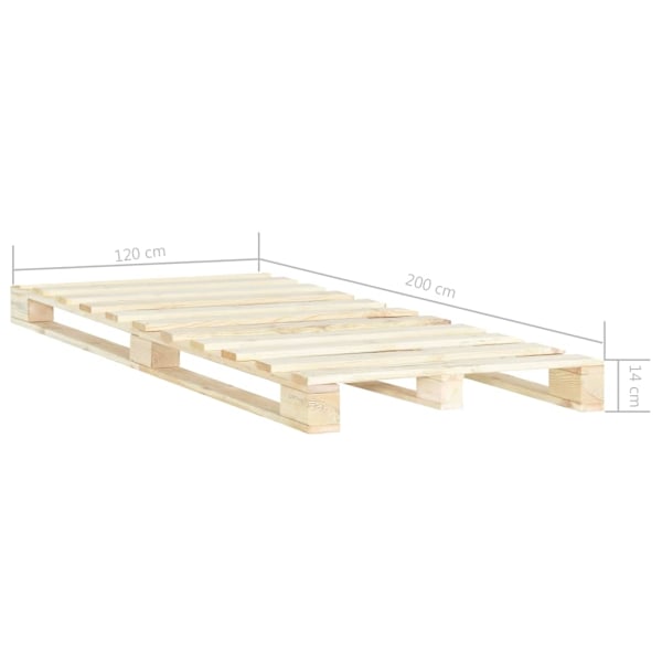 vidaXL Pallsäng utan madrass massiv furu 120x200 cm Brun