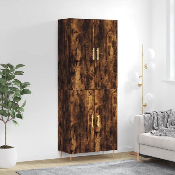 vidaXL Högskåp rökfärgad ek 69,5x34x180 cm konstruerat trä Brun
