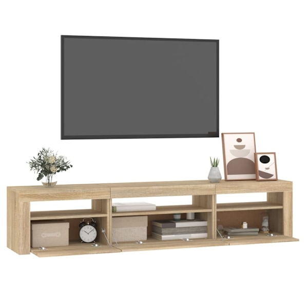 vidaXL Tv-bänk med LED-belysning sonoma ek 195x35x40 cm Brun