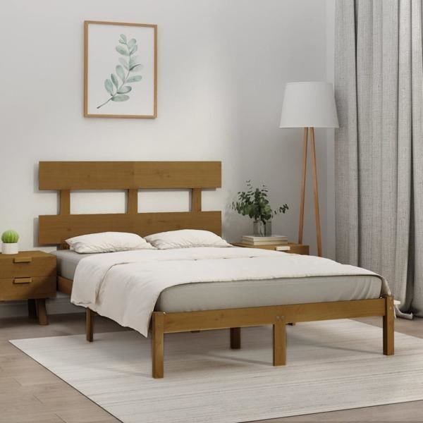 vidaXL Sängram honungsbrun massivt trä 200x200 cm Brun