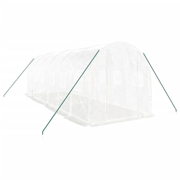 vidaXL Växthus med stålram vit 12 m² 6x2x2 m Vit