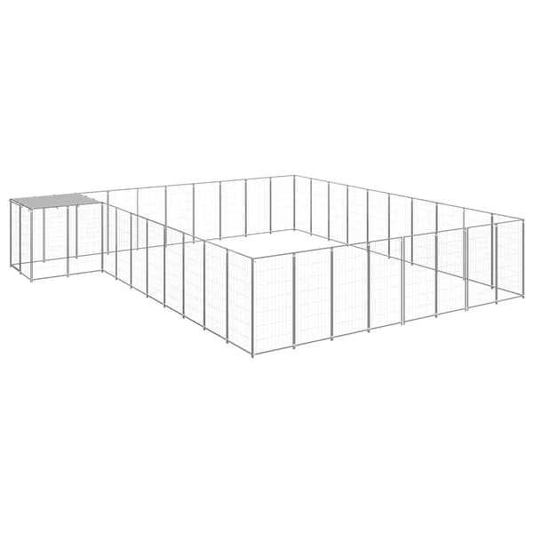 vidaXL Hundgård silver 25,41 m² stål Silver