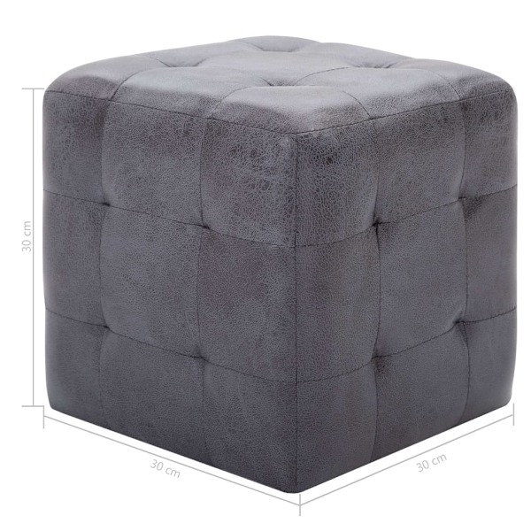 vidaXL Sittpuff 2 st grå 30x30x30 cm konstmocka grå