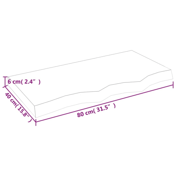 vidaXL Bänkskiva badrum mörkbrun 80x40x(2-6) cm behandlat massivt trä Grå