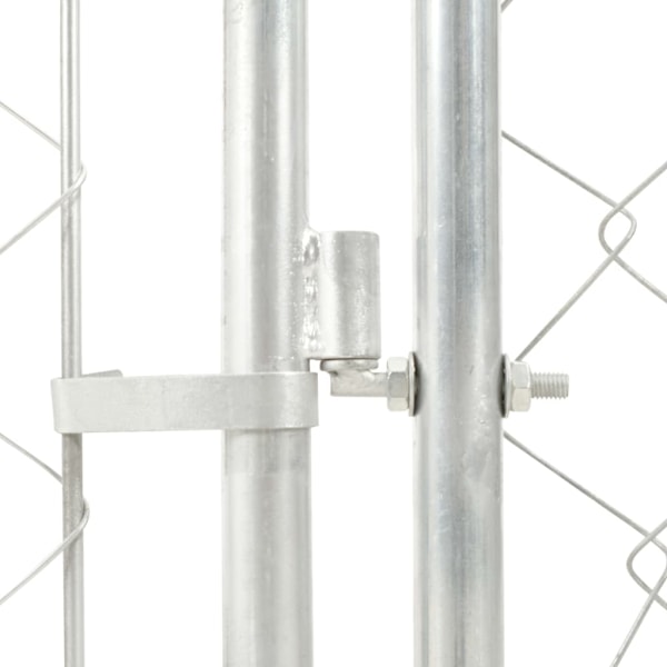 vidaXL Hundgård med tak för utomhusbruk 200x200x135 cm Silver