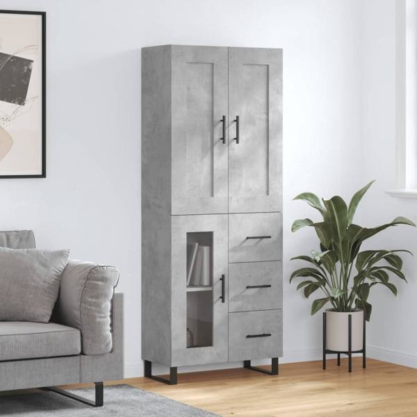 vidaXL Högskåp betonggrå 69,5x34x180 cm konstruerat trä Grå