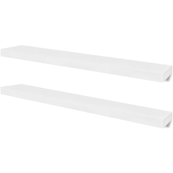 vidaXL 2 Flytande vägghyllor i MDF 100x20x3,8 cm vit Vit