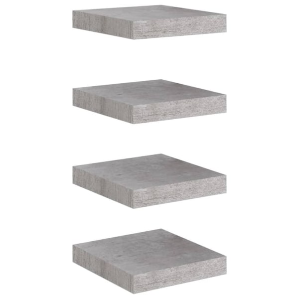 vidaXL Svävande vägghyllor 4 st betonggrå 23x23,5x3,8 cm MDF grå