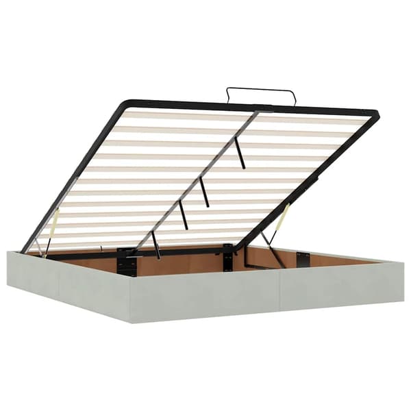 vidaXL Ottoman sängram med madrass ljusgrå 180x200 cm sammet Grå