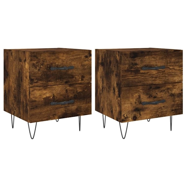 vidaXL Sängbord 2 st rökfärgad ek 40x35x47,5 cm konstruerat trä Brun